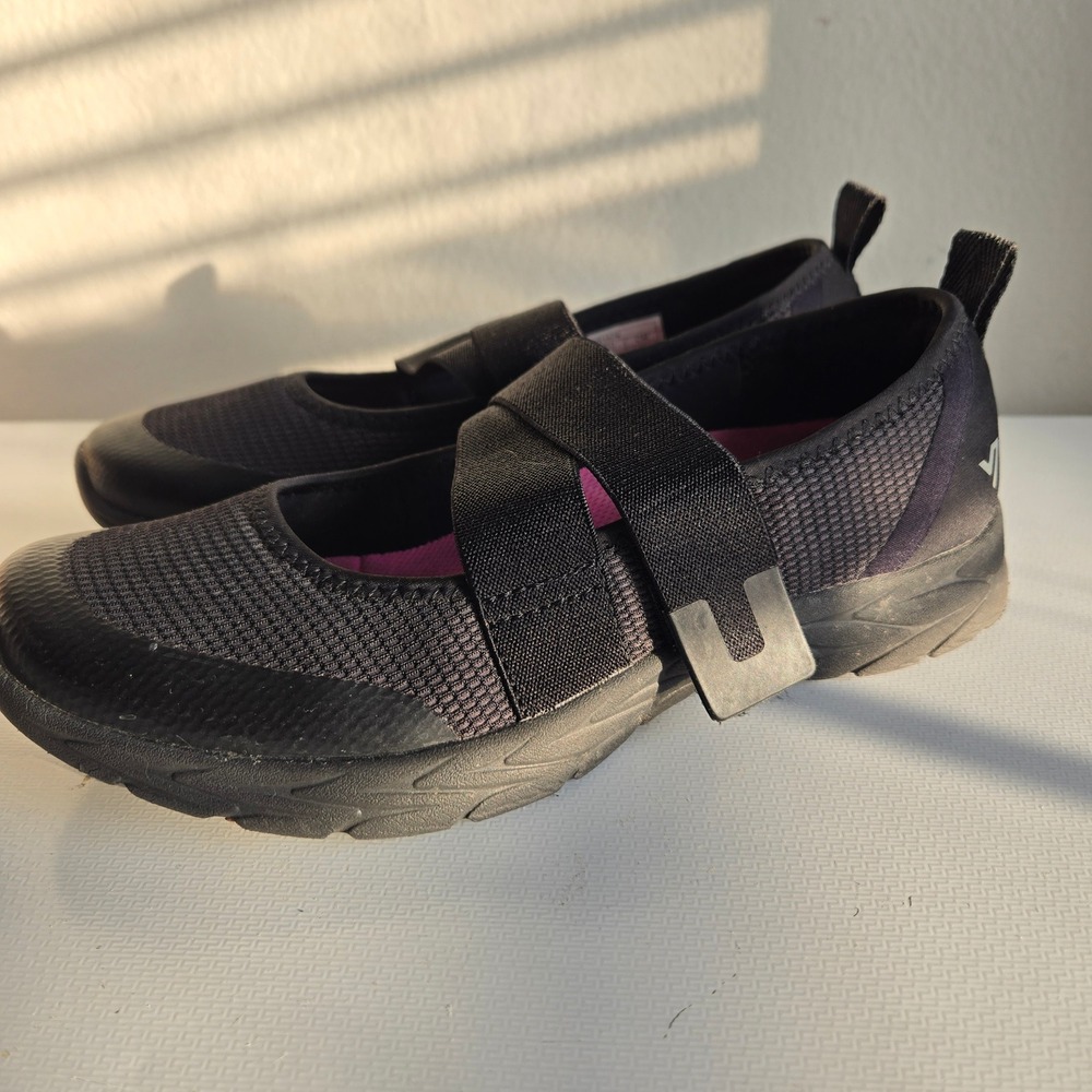 Vionic Pace Women Black Mary Jane Comfort Shoes Size 7 Mesh Adjustable‎ Strap